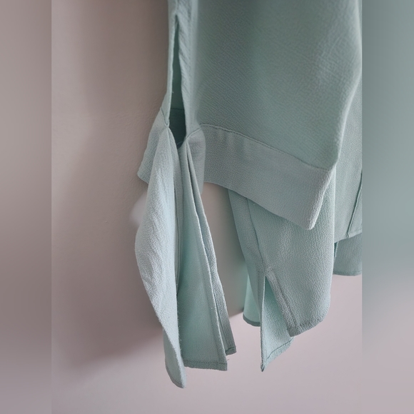 New York & Company Turquois Tie-Sleeve Loose Fit Blouse - Picture 3 of 4